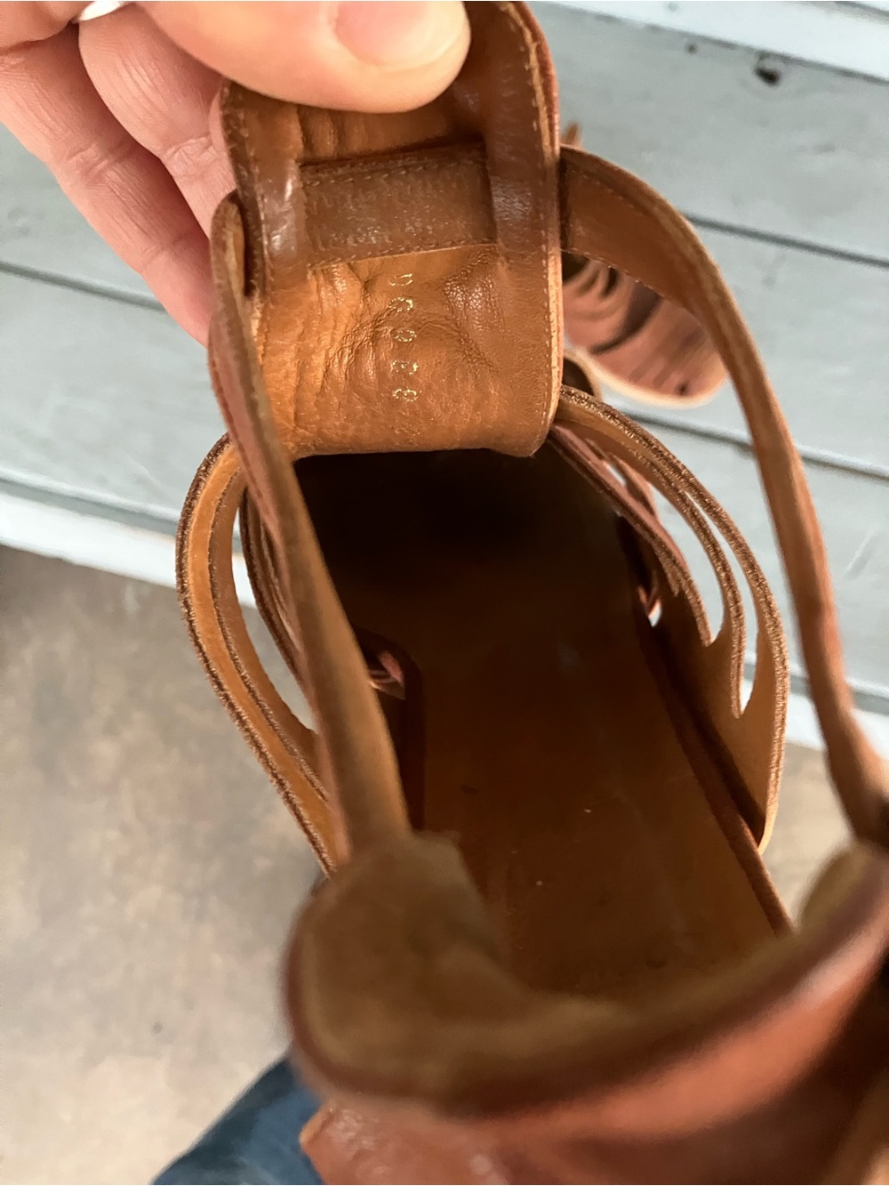 COCLICO Soft Brown Leather Strappy Wedge Sandals Wood Clog - Picture 14 of 15